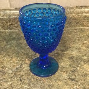 Hobnail blue/turquoise goblet set of three
